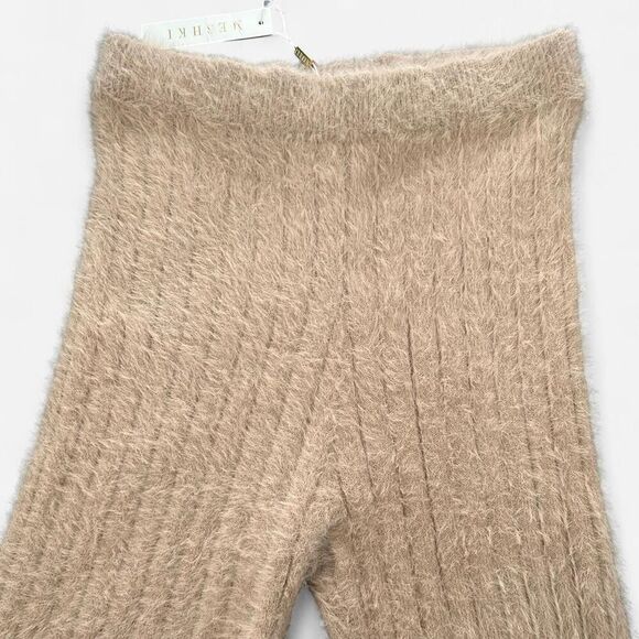 Meshki Ella Fluffy Stripe Bike Shorts | Cream Cozy Chic / Y2K Athleisure XL NWT - Picture 5 of 6